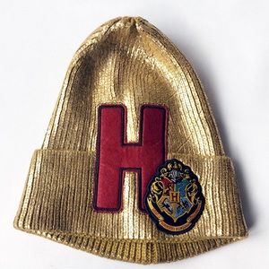 Gold Harry Potter Hogwarts beanie hat